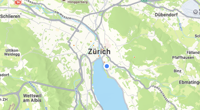 Map of Zürich and the lake